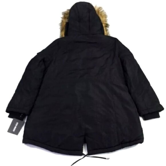 Steve Madden Mid Length Hooded Zip Front Long Sleeve Winter Parka Coat Womens L - Picture 15 of 16